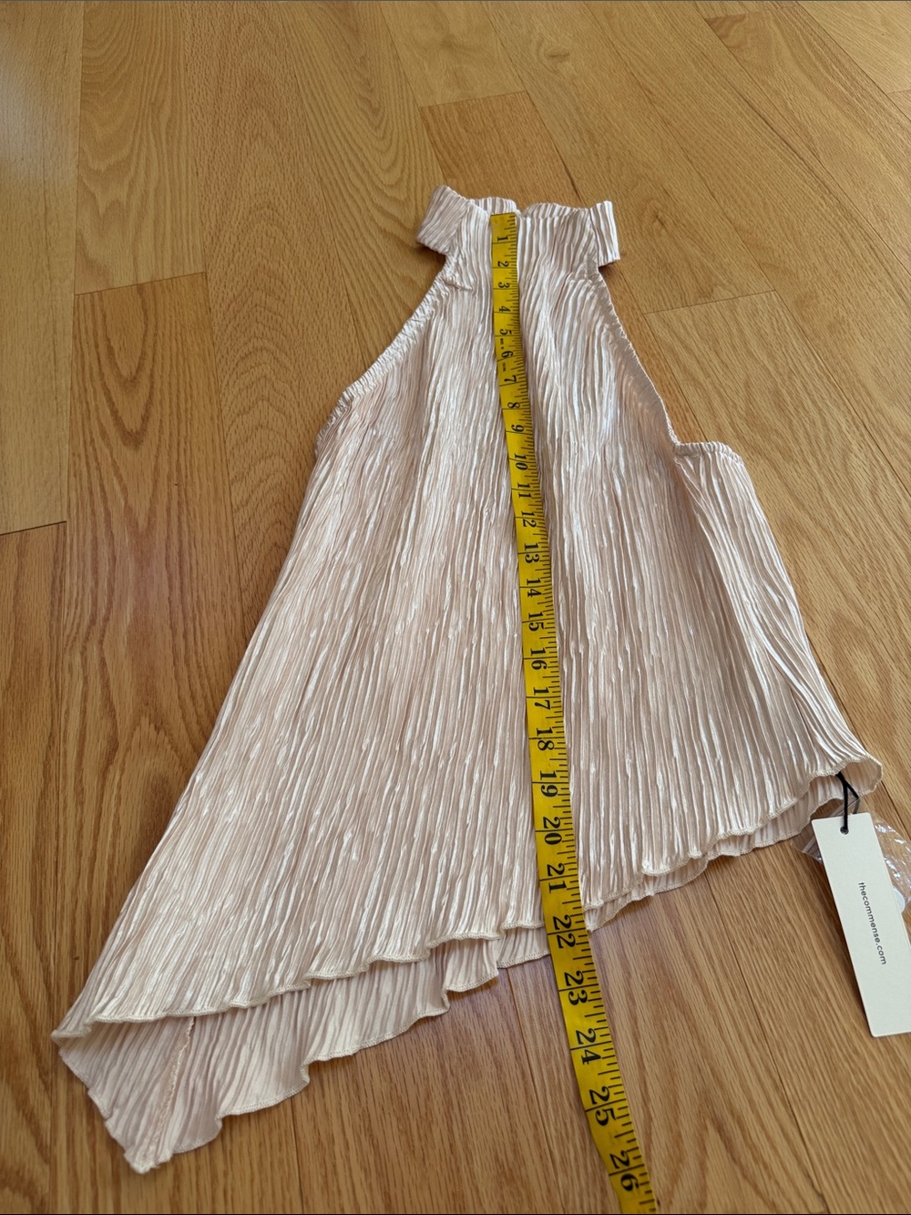 New! Commense small champagne crinkle halter top and wide leg pants set. - Picture 8 of 12